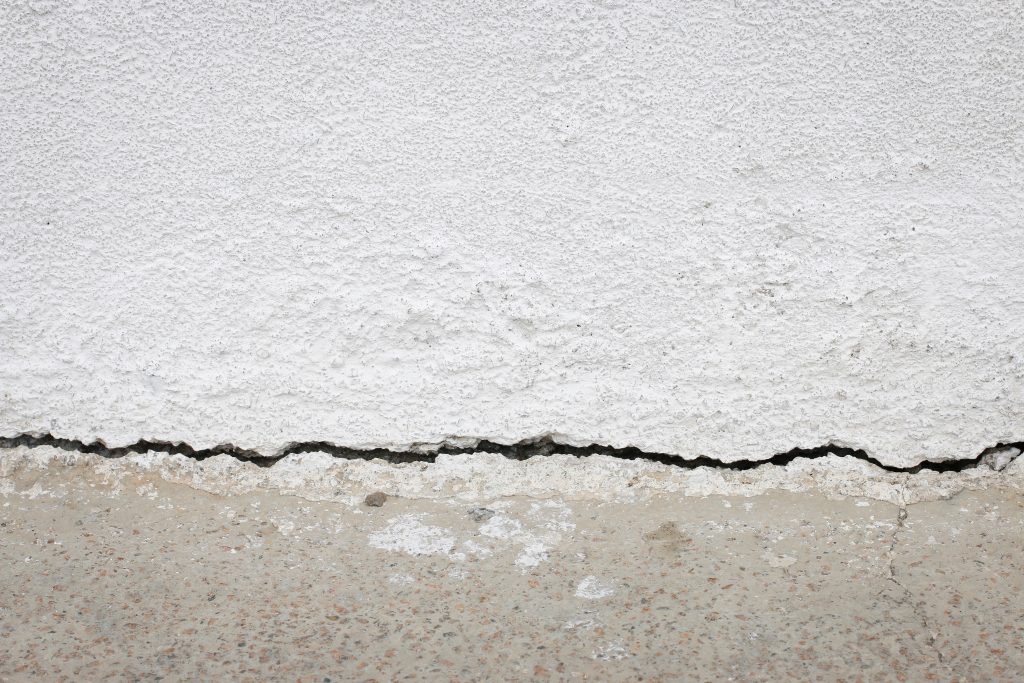 concrete wall with a crack in foundation